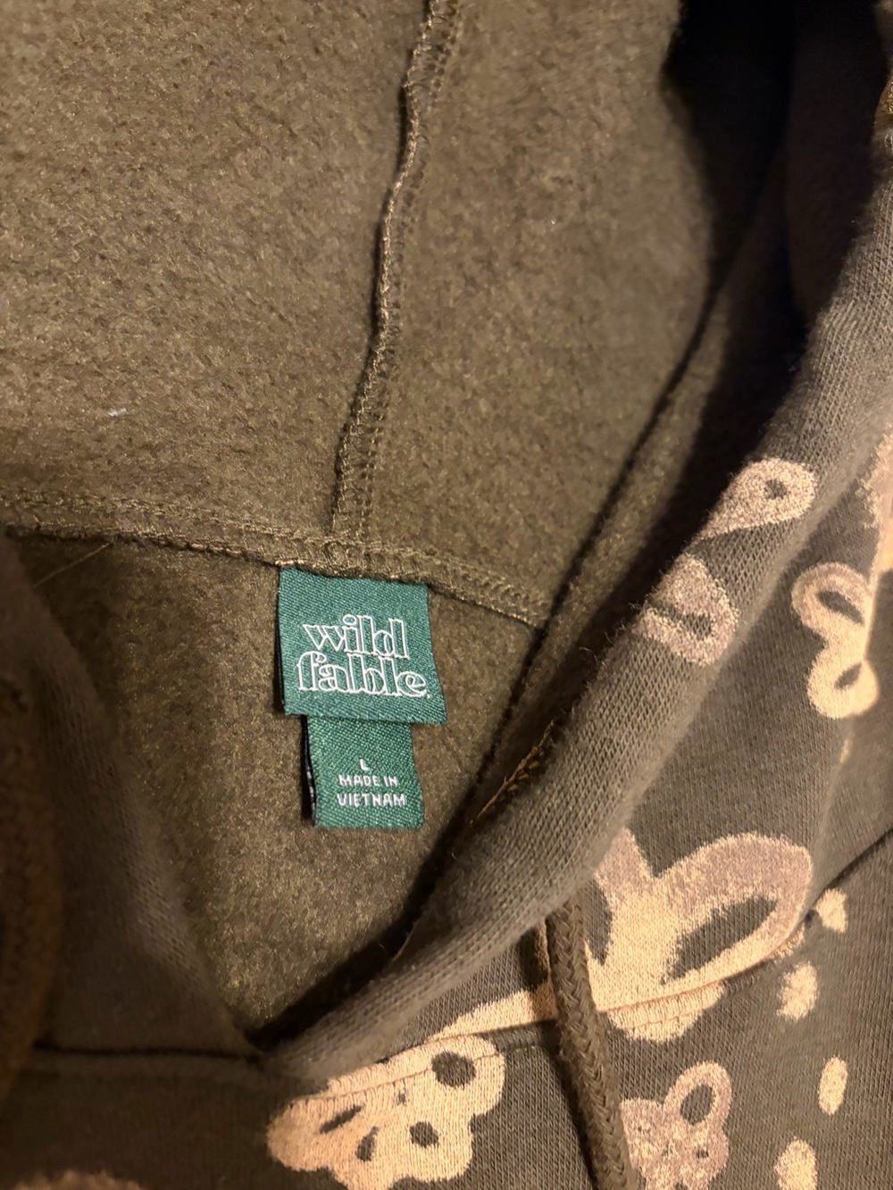 wild fable Brown Hooded Cropped Sweatshirt with Peach Floral Print - Picture 2 of 3